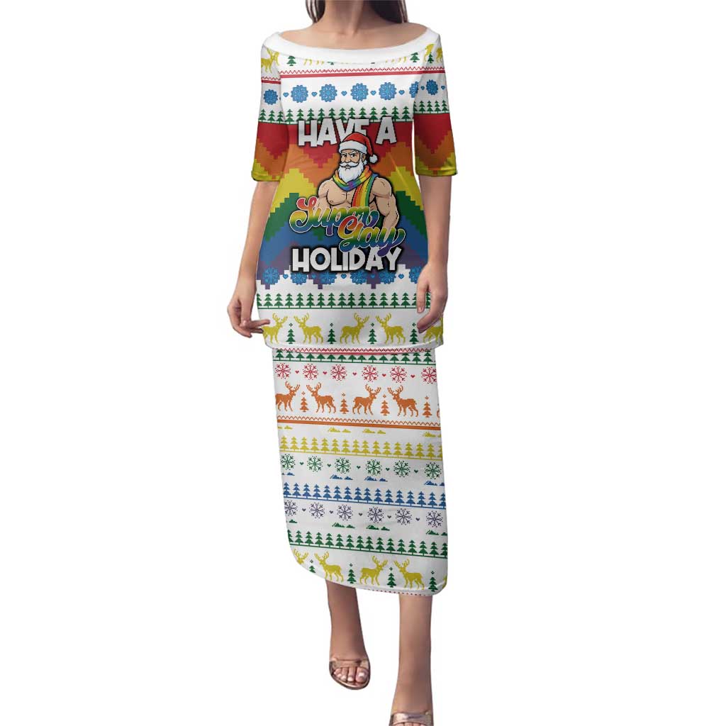 Have A Super Gay Holiday Christmas Family Matching Puletasi and Hawaiian Shirt Xmas Holiday Patterns - Wonder Print Shop