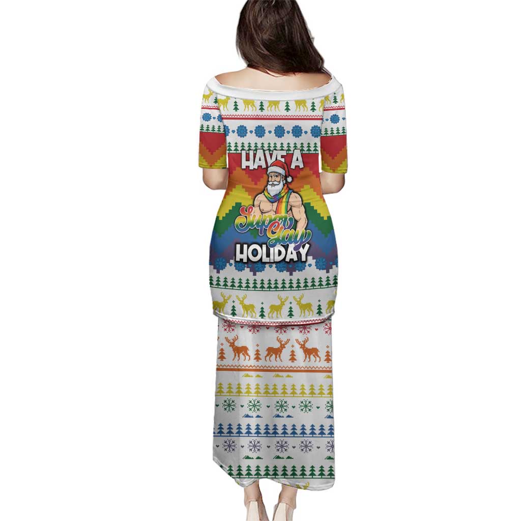 Have A Super Gay Holiday Christmas Family Matching Puletasi and Hawaiian Shirt Xmas Holiday Patterns - Wonder Print Shop