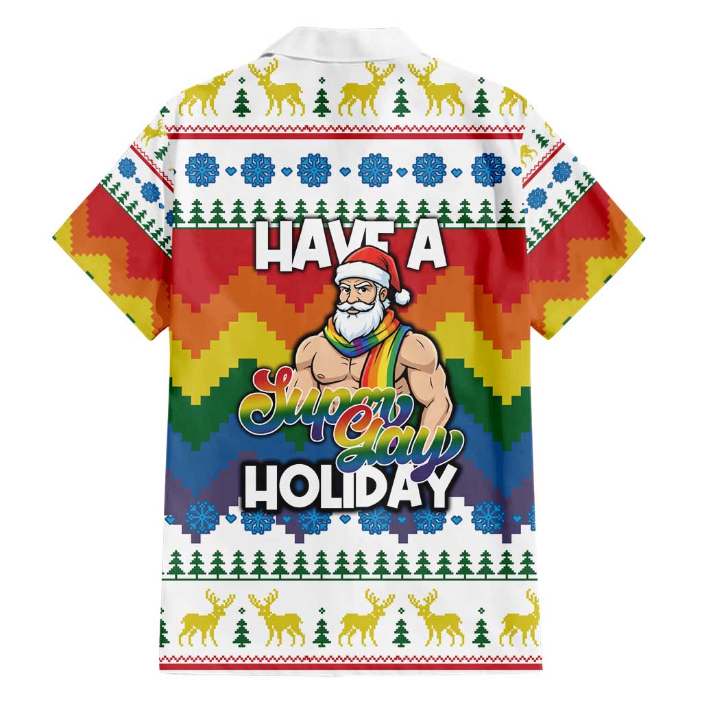 Have A Super Gay Holiday Christmas Family Matching Short Sleeve Bodycon Dress and Hawaiian Shirt Xmas Holiday Patterns - Wonder Print Shop