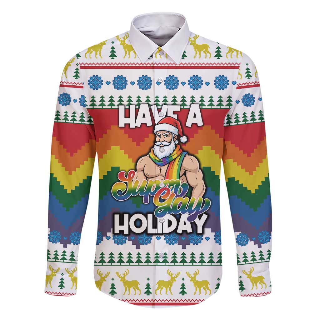 Have A Super Gay Holiday Christmas Family Matching Short Sleeve Bodycon Dress and Hawaiian Shirt Xmas Holiday Patterns - Wonder Print Shop