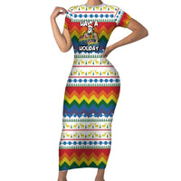 Have A Super Gay Holiday Christmas Family Matching Short Sleeve Bodycon Dress and Hawaiian Shirt Xmas Holiday Patterns - Wonder Print Shop