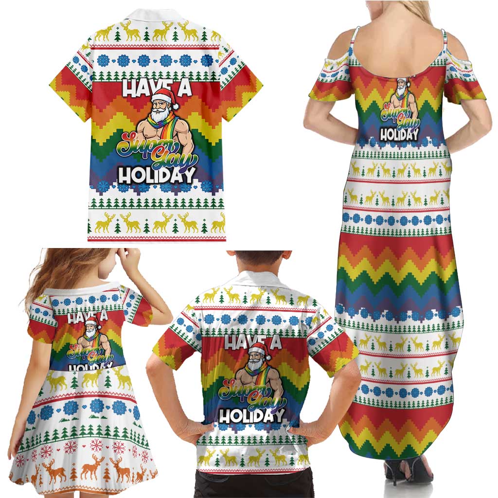Have A Super Gay Holiday Christmas Family Matching Summer Maxi Dress and Hawaiian Shirt Xmas Holiday Patterns - Wonder Print Shop