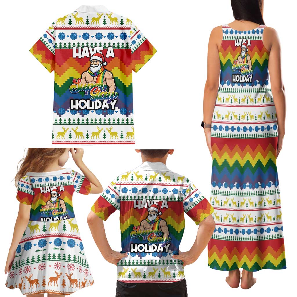 Have A Super Gay Holiday Christmas Family Matching Tank Maxi Dress and Hawaiian Shirt Xmas Holiday Patterns - Wonder Print Shop