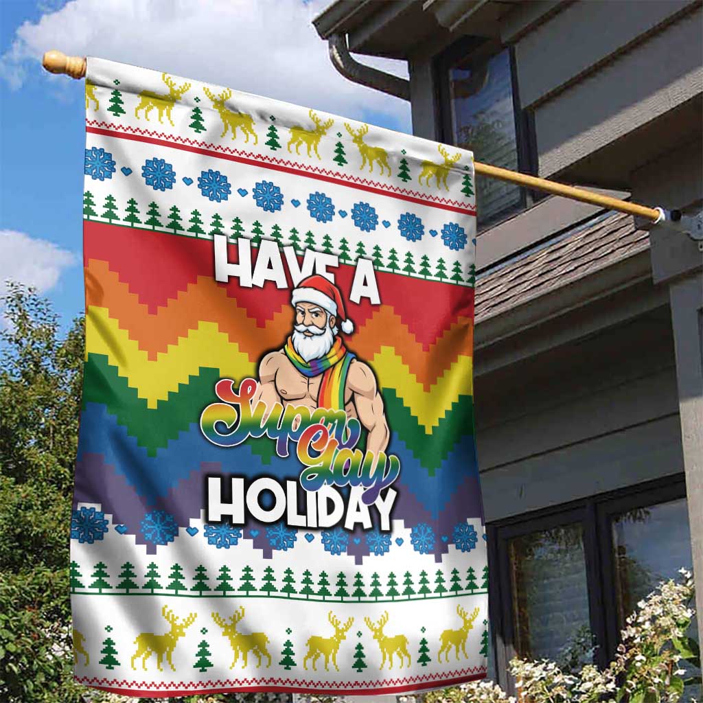 Have A Super Gay Holiday Christmas Garden Flag Xmas Holiday Patterns - Wonder Print Shop