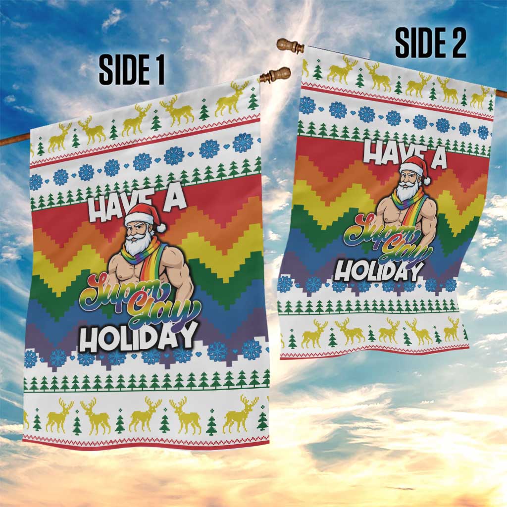 Have A Super Gay Holiday Christmas Garden Flag Xmas Holiday Patterns - Wonder Print Shop