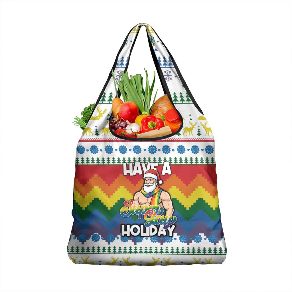 Have A Super Gay Holiday Christmas Grocery Bag Xmas Holiday Patterns - Wonder Print Shop