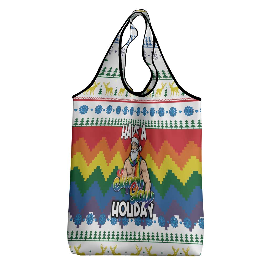 Have A Super Gay Holiday Christmas Grocery Bag Xmas Holiday Patterns - Wonder Print Shop
