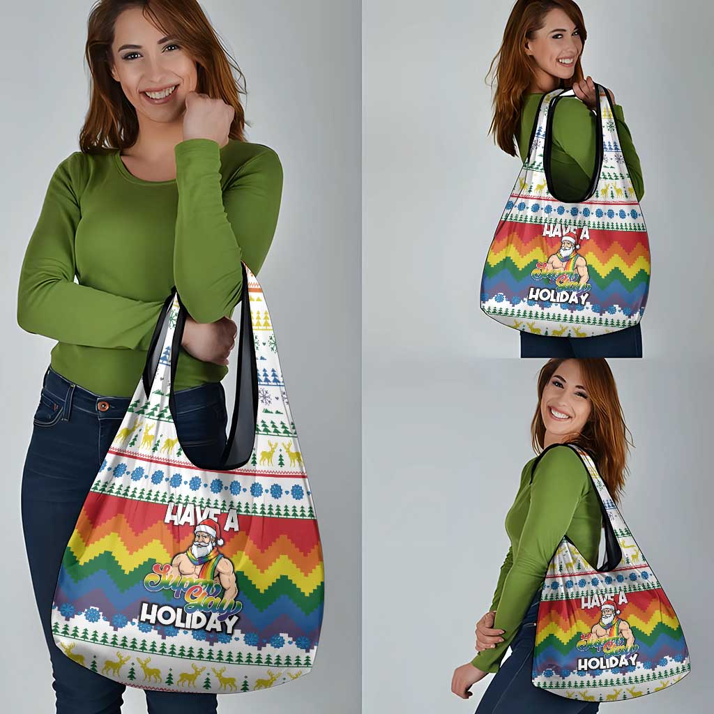 Have A Super Gay Holiday Christmas Grocery Bag Xmas Holiday Patterns - Wonder Print Shop
