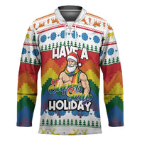Have A Super Gay Holiday Christmas Hockey Jersey Xmas Holiday Patterns - Wonder Print Shop