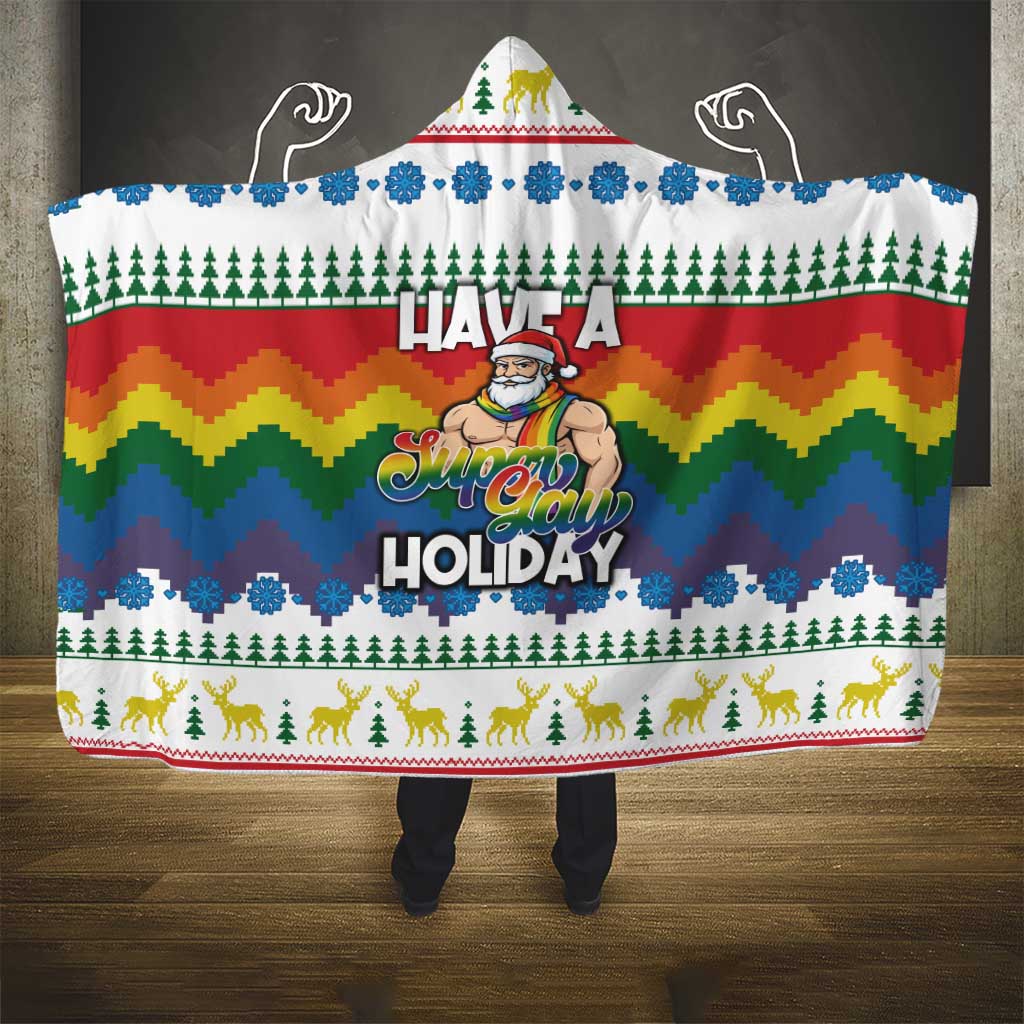 Have A Super Gay Holiday Christmas Hooded Blanket Xmas Holiday Patterns - Wonder Print Shop