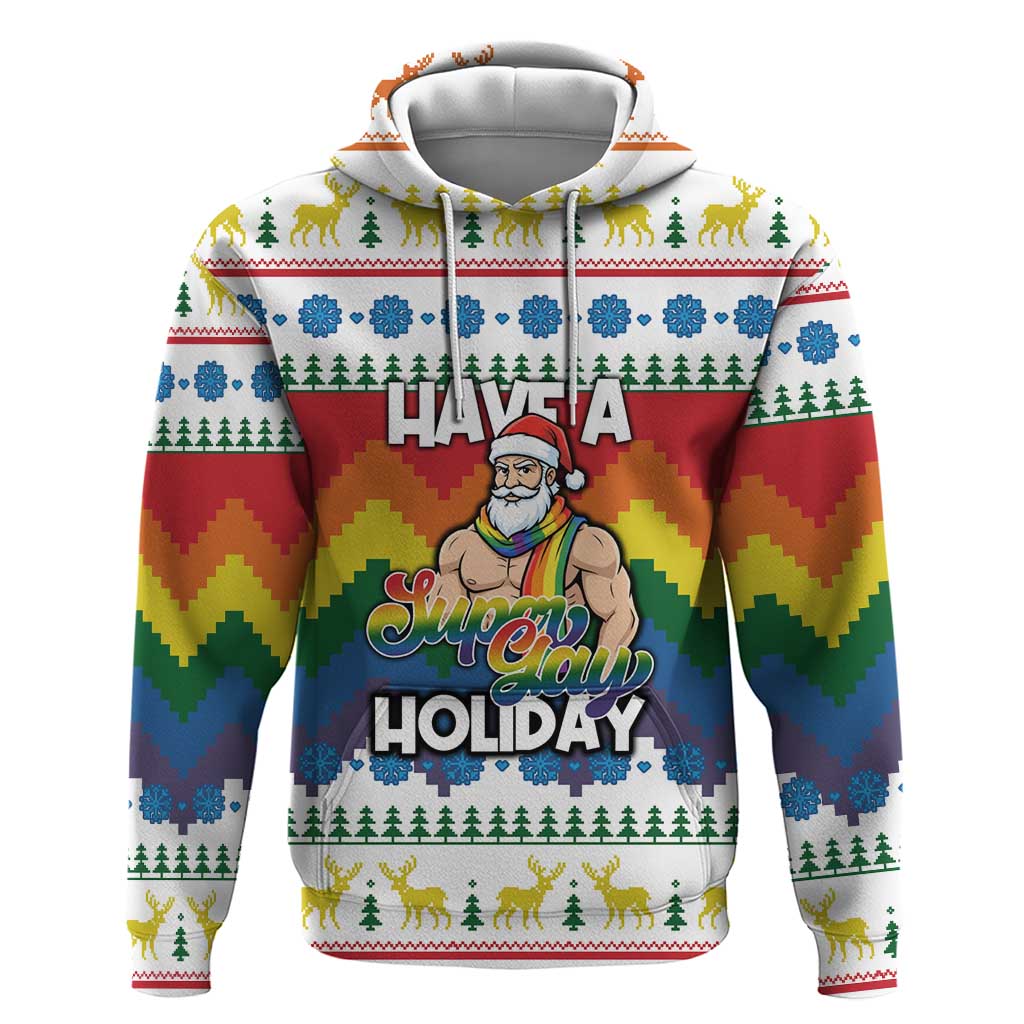 Have A Super Gay Holiday Christmas Hoodie Xmas Holiday Patterns - Wonder Print Shop