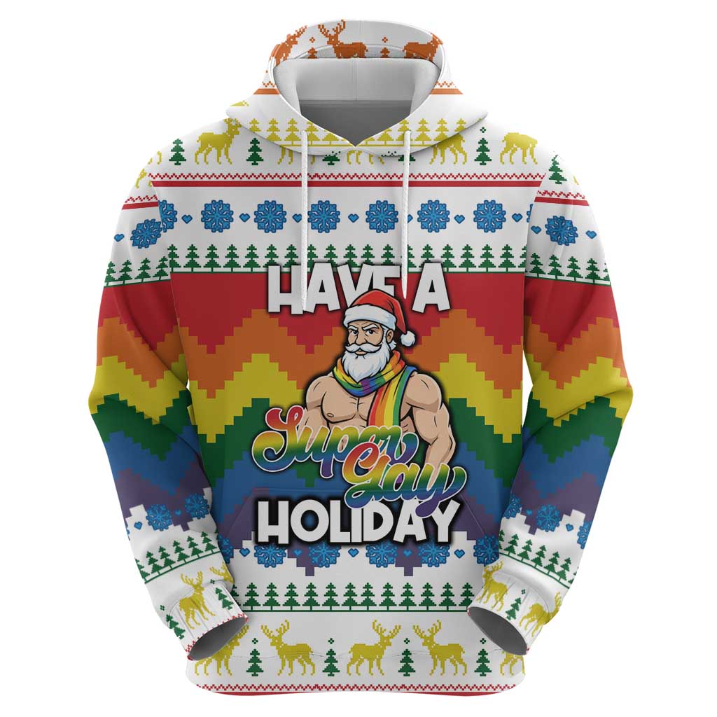 Have A Super Gay Holiday Christmas Hoodie Xmas Holiday Patterns - Wonder Print Shop
