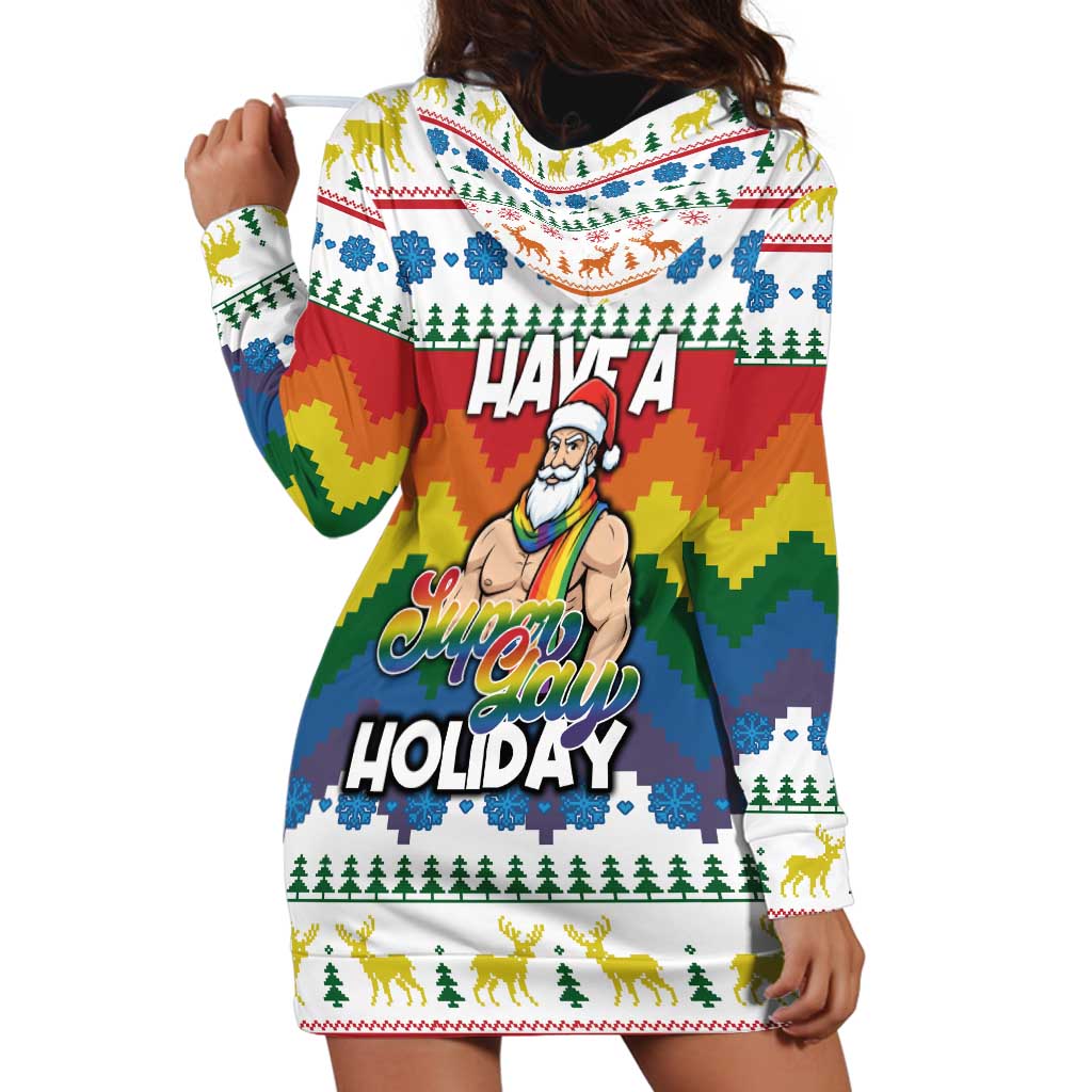 Have A Super Gay Holiday Christmas Hoodie Dress Xmas Holiday Patterns - Wonder Print Shop