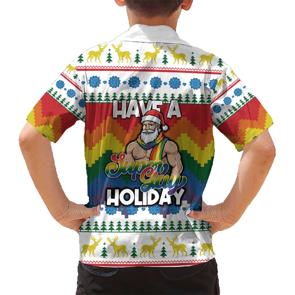 Have A Super Gay Holiday Christmas Kid Hawaiian Shirt Xmas Holiday Patterns - Wonder Print Shop