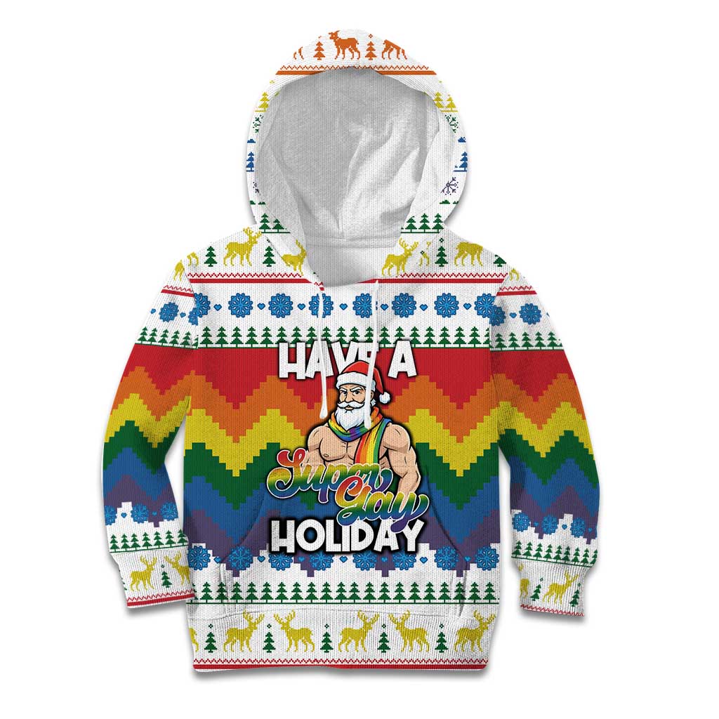 Have A Super Gay Holiday Christmas Kid Hoodie Xmas Holiday Patterns - Wonder Print Shop