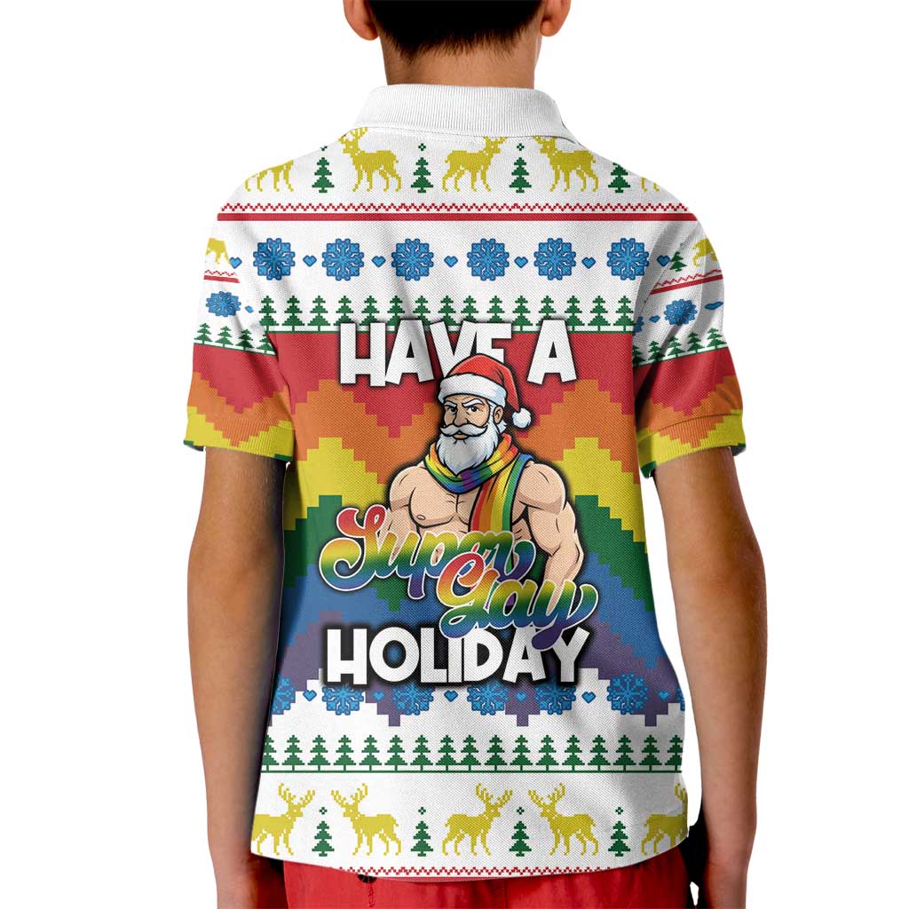 Have A Super Gay Holiday Christmas Kid Polo Shirt Xmas Holiday Patterns - Wonder Print Shop