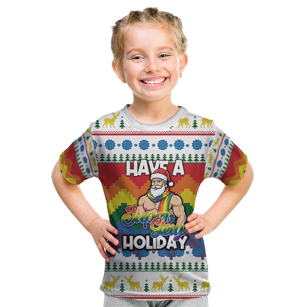 Have A Super Gay Holiday Christmas Kid T Shirt Xmas Holiday Patterns - Wonder Print Shop