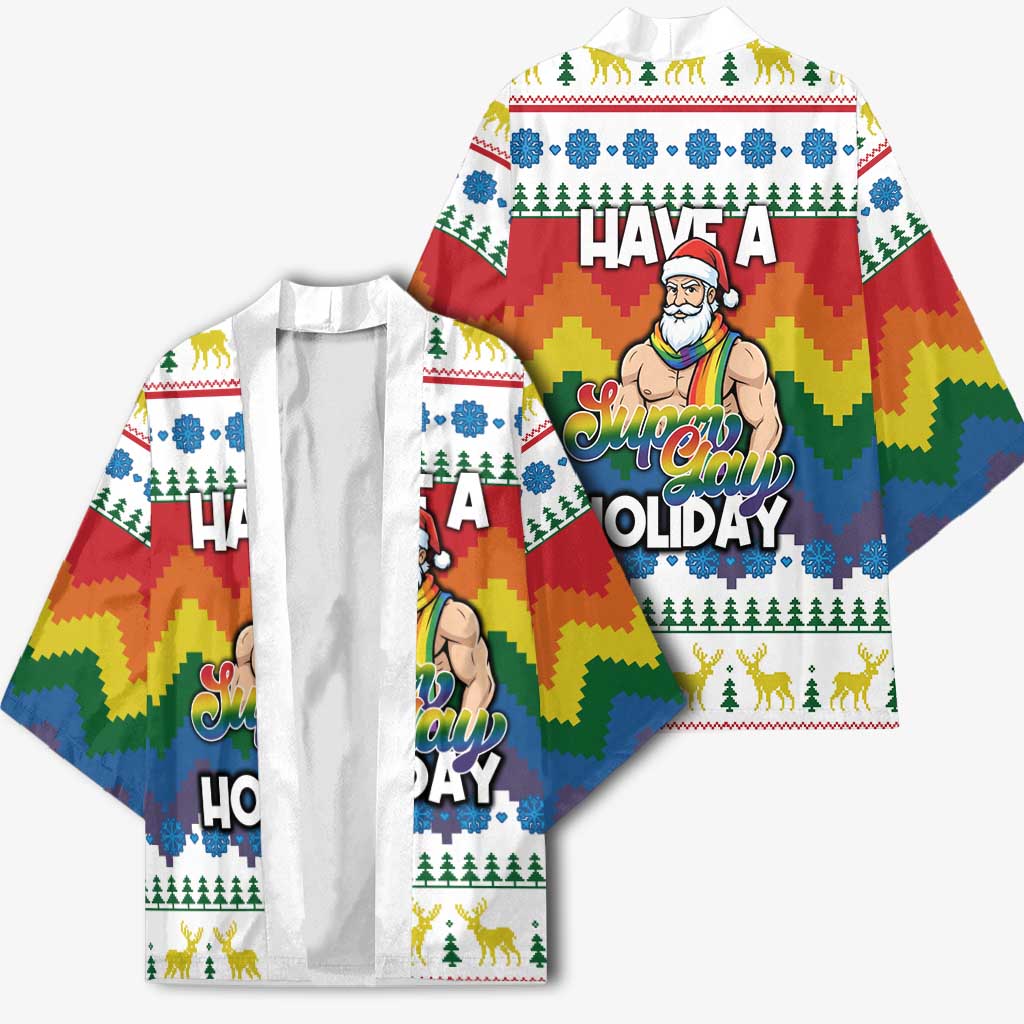 Have A Super Gay Holiday Christmas Kimono Xmas Holiday Patterns - Wonder Print Shop