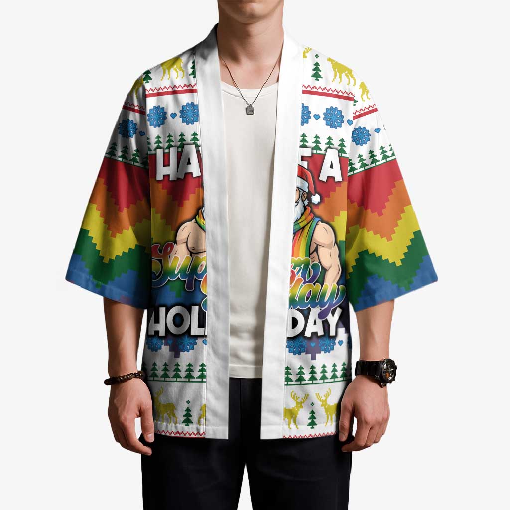 Have A Super Gay Holiday Christmas Kimono Xmas Holiday Patterns - Wonder Print Shop