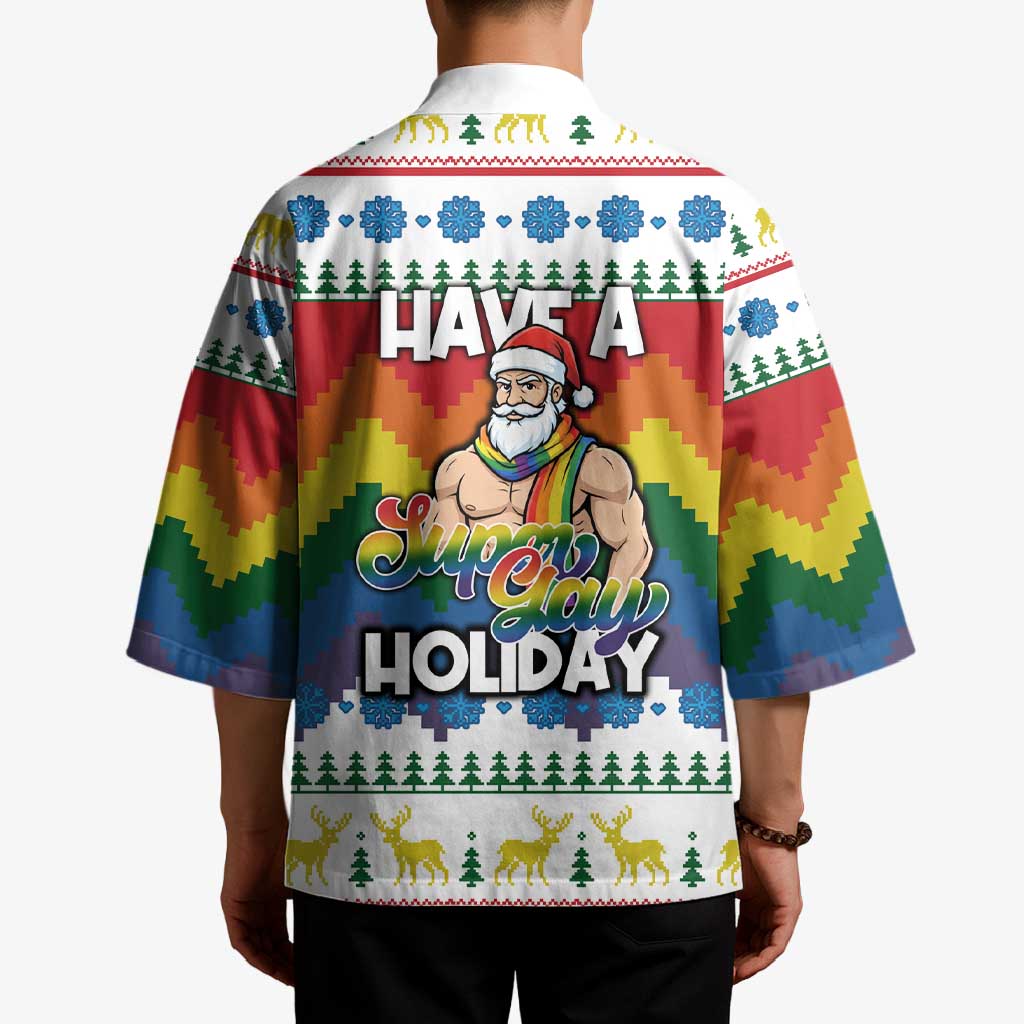 Have A Super Gay Holiday Christmas Kimono Xmas Holiday Patterns - Wonder Print Shop