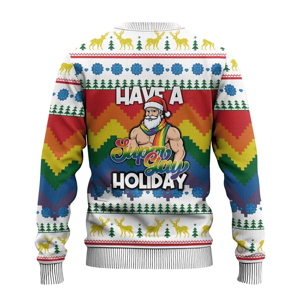 Have A Super Gay Holiday Christmas Ugly Christmas Sweater Xmas Holiday Patterns - Wonder Print Shop