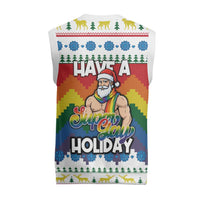 Have A Super Gay Holiday Christmas Knitted V-Neck Vest Xmas Holiday Patterns - Wonder Print Shop