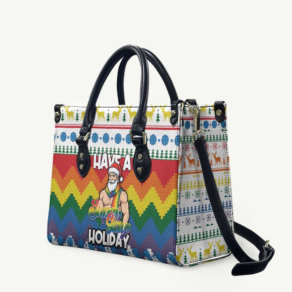 Have A Super Gay Holiday Christmas Leather Bag Xmas Holiday Patterns - Wonder Print Shop