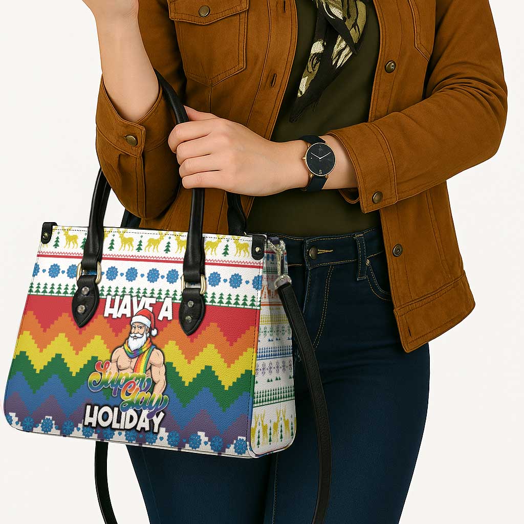 Have A Super Gay Holiday Christmas Leather Bag Xmas Holiday Patterns - Wonder Print Shop