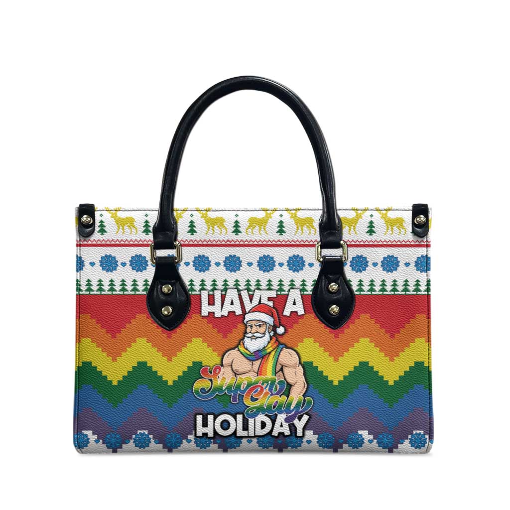 Have A Super Gay Holiday Christmas Leather Bag Xmas Holiday Patterns - Wonder Print Shop