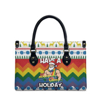 Have A Super Gay Holiday Christmas Leather Bag Xmas Holiday Patterns - Wonder Print Shop