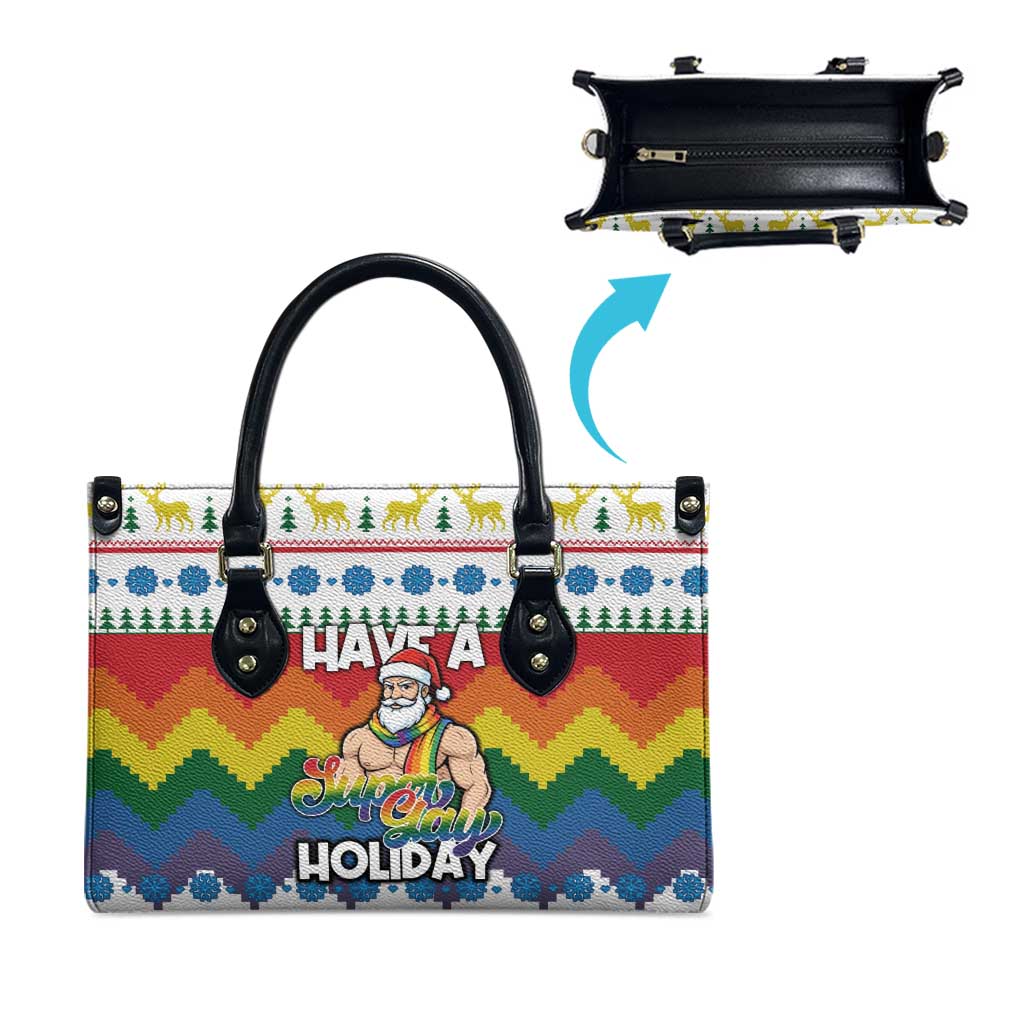 Have A Super Gay Holiday Christmas Leather Bag Xmas Holiday Patterns - Wonder Print Shop