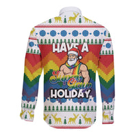 Have A Super Gay Holiday Christmas Long Sleeve Button Shirt Xmas Holiday Patterns - Wonder Print Shop