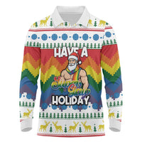 Have A Super Gay Holiday Christmas Long Sleeve Polo Shirt Xmas Holiday Patterns - Wonder Print Shop