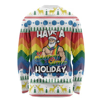 Have A Super Gay Holiday Christmas Long Sleeve Shirt Xmas Holiday Patterns - Wonder Print Shop