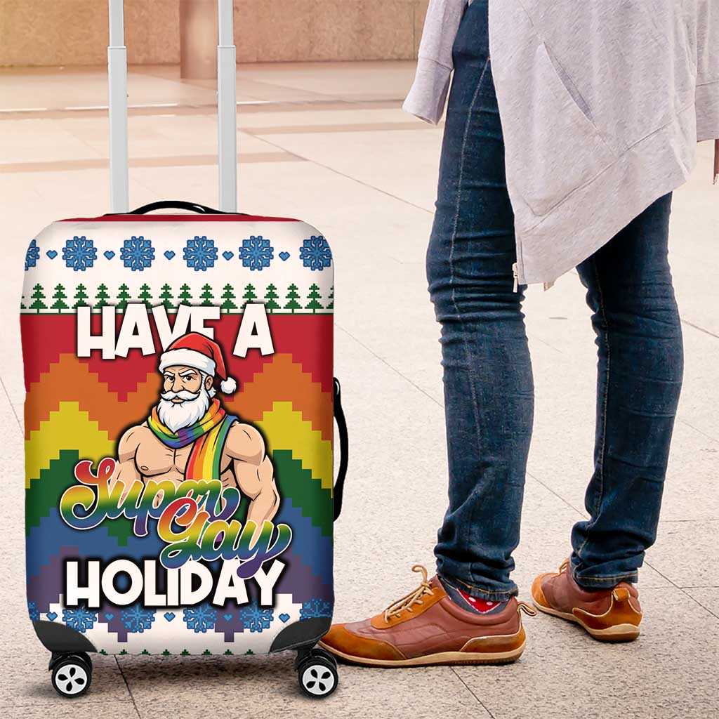 Have A Super Gay Holiday Christmas Luggage Cover Xmas Holiday Patterns - Wonder Print Shop