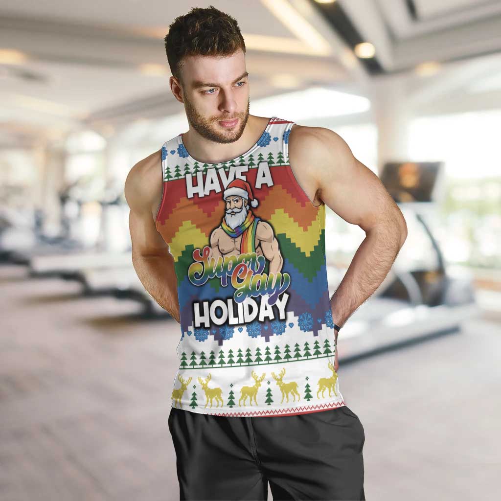 Have A Super Gay Holiday Christmas Men Tank Top Xmas Holiday Patterns - Wonder Print Shop