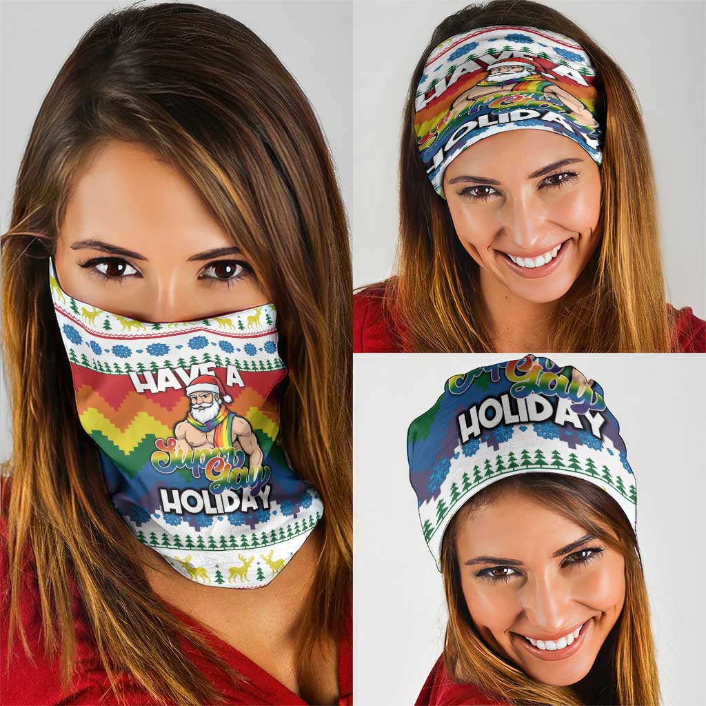 Have A Super Gay Holiday Christmas Neck Gaiter Xmas Holiday Patterns - Wonder Print Shop