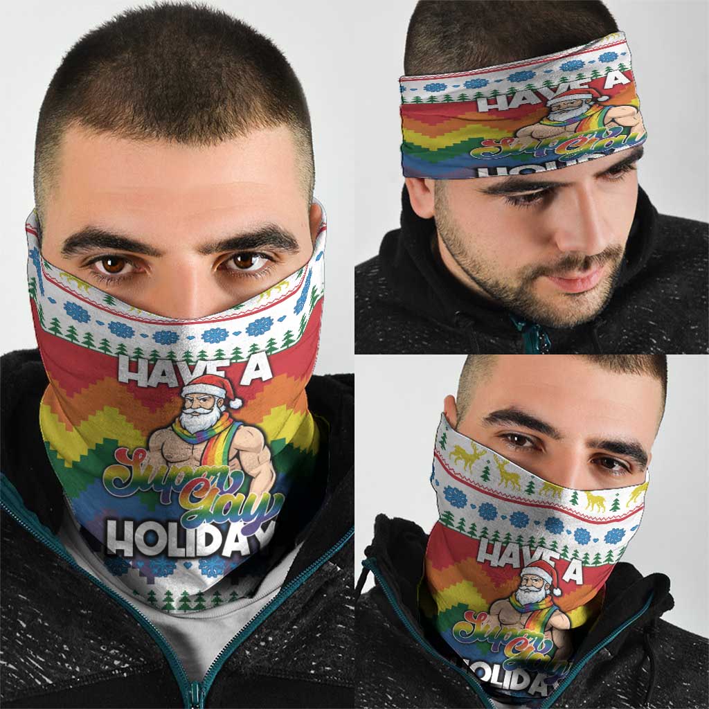 Have A Super Gay Holiday Christmas Neck Gaiter Xmas Holiday Patterns - Wonder Print Shop