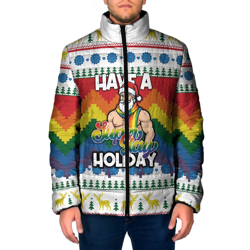 Have A Super Gay Holiday Christmas Padded Jacket Xmas Holiday Patterns - Wonder Print Shop