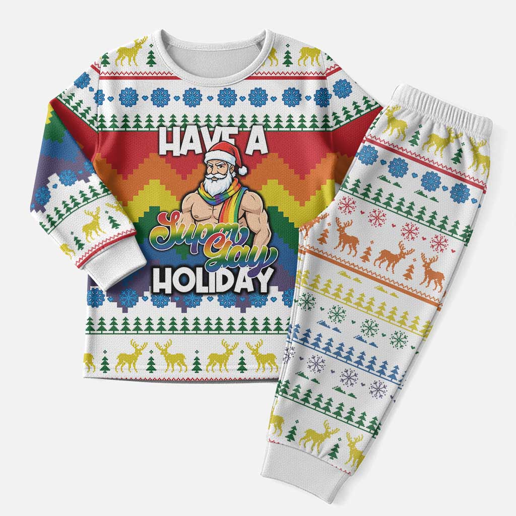 Have A Super Gay Holiday Christmas Pajama Set Xmas Holiday Patterns - Wonder Print Shop