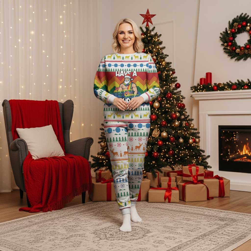 Have A Super Gay Holiday Christmas Pajama Set Xmas Holiday Patterns - Wonder Print Shop
