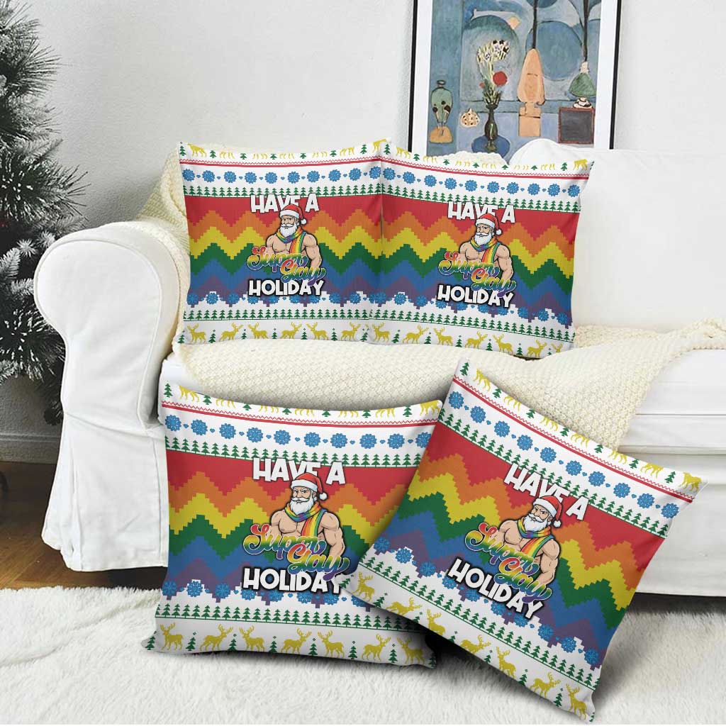 Have A Super Gay Holiday Christmas Pillow Cover Xmas Holiday Patterns - Wonder Print Shop