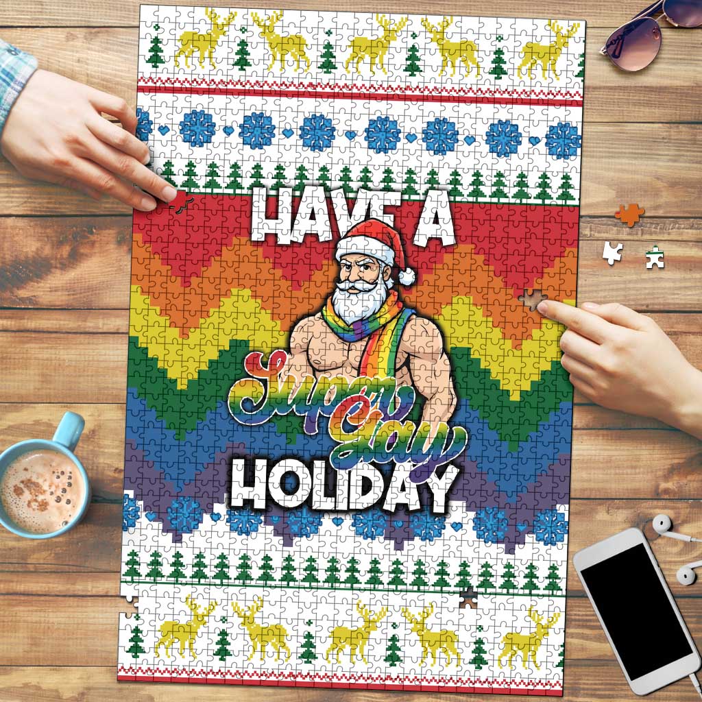 Have A Super Gay Holiday Christmas Puzzle Xmas Holiday Patterns - Wonder Print Shop