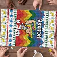 Have A Super Gay Holiday Christmas Puzzle Xmas Holiday Patterns - Wonder Print Shop