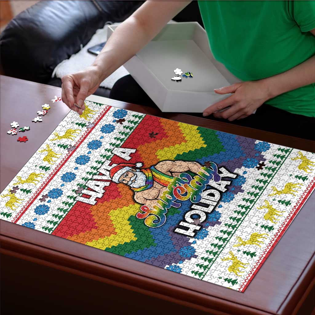 Have A Super Gay Holiday Christmas Puzzle Xmas Holiday Patterns - Wonder Print Shop