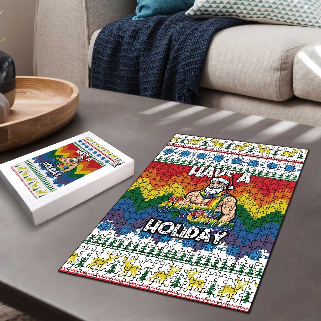 Have A Super Gay Holiday Christmas Puzzle Xmas Holiday Patterns - Wonder Print Shop