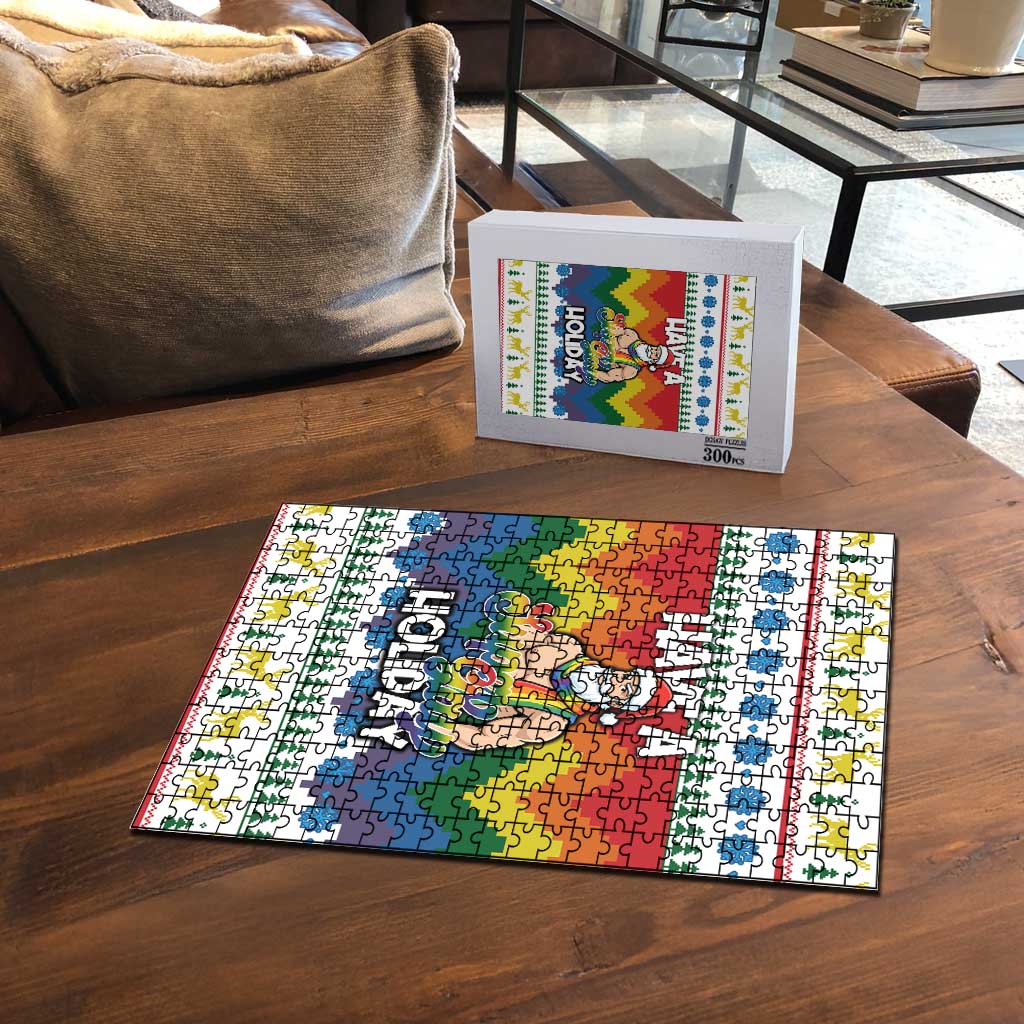 Have A Super Gay Holiday Christmas Puzzle Xmas Holiday Patterns - Wonder Print Shop