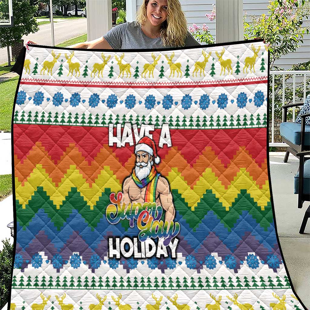 Have A Super Gay Holiday Christmas Quilt Xmas Holiday Patterns - Wonder Print Shop