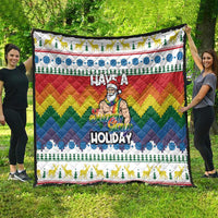 Have A Super Gay Holiday Christmas Quilt Xmas Holiday Patterns - Wonder Print Shop