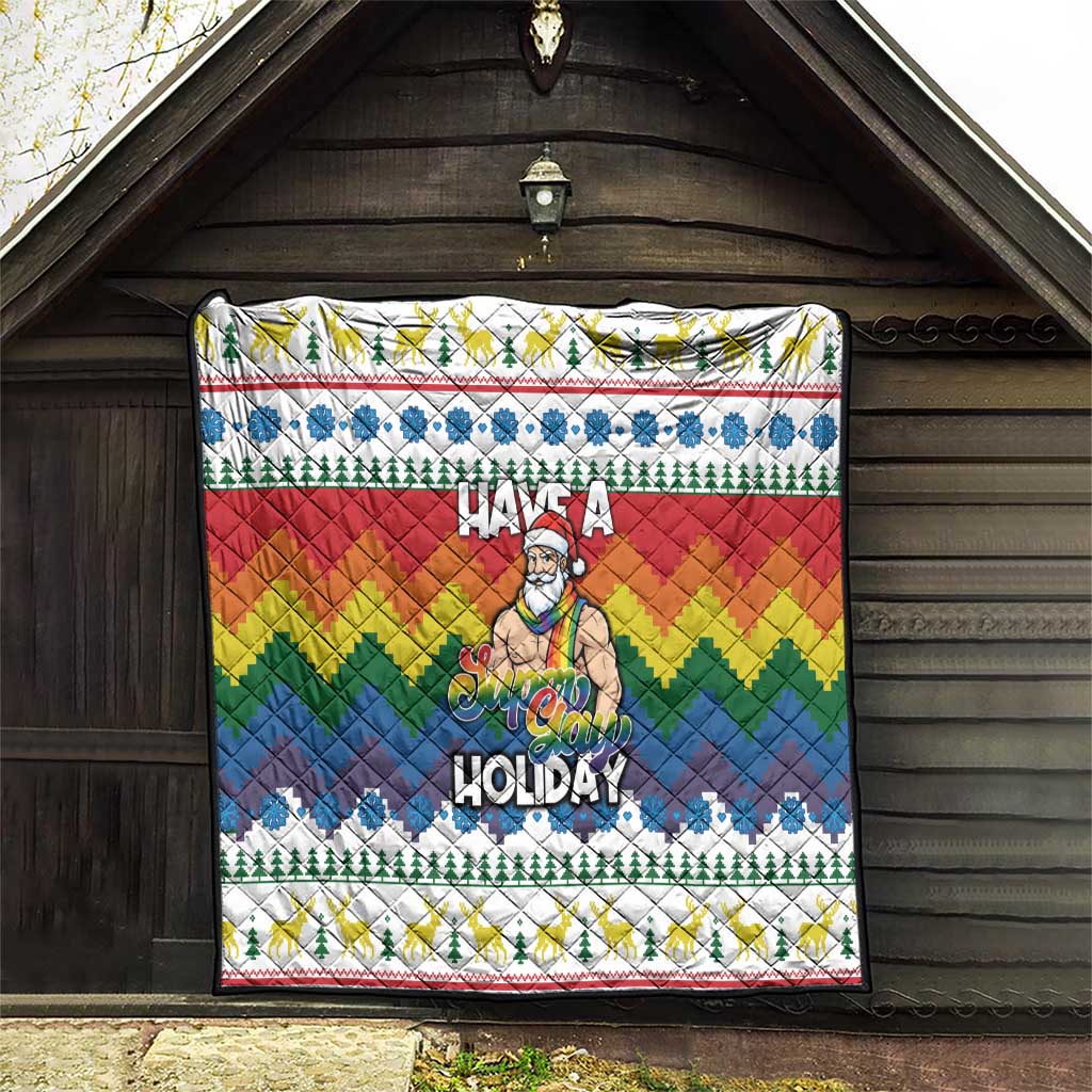 Have A Super Gay Holiday Christmas Quilt Xmas Holiday Patterns - Wonder Print Shop